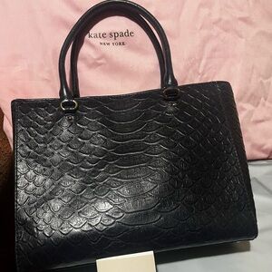 Lovely Kate Spade navy blue, croc embossed purse tote.  EUC.